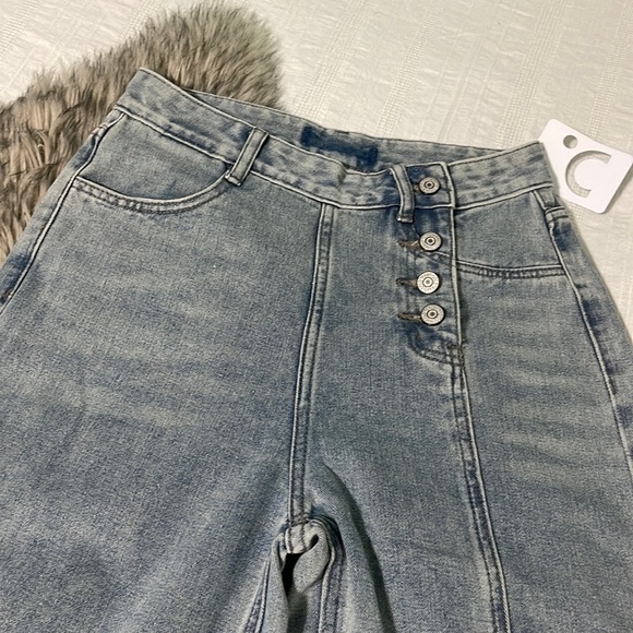 Wide leg high rise utility denim jeans - Picture 4 of 5